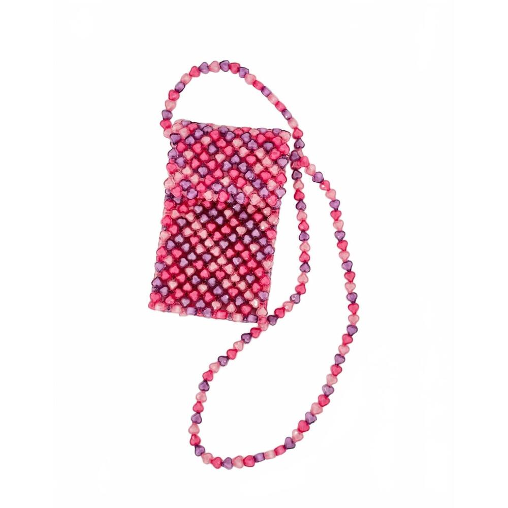 NEW BARI LYNN girl's beaded heart phone bag in pink